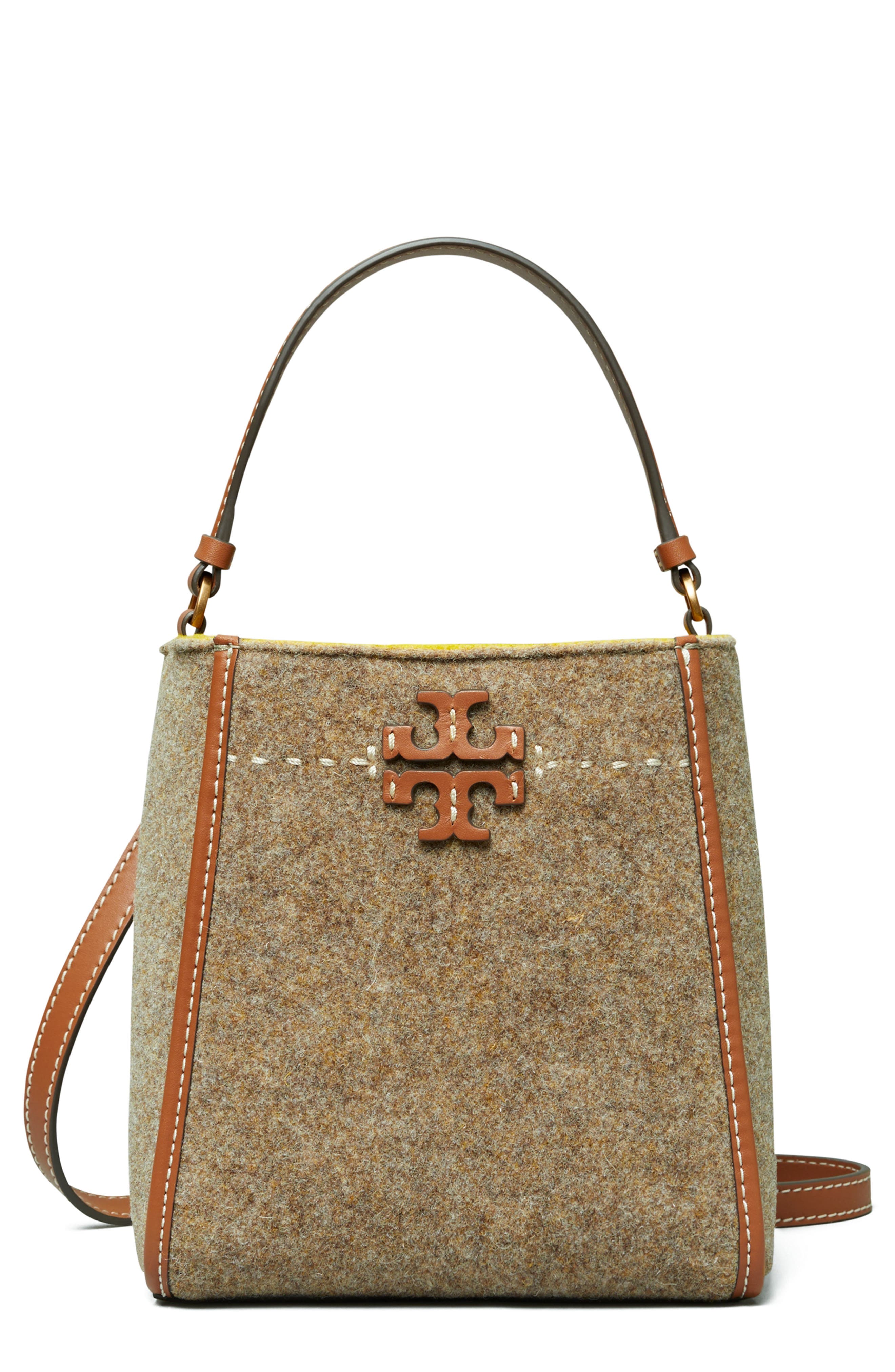 Tory Burch McGraw Small Wool Blend Felt Bucket Bag, Main, color, 