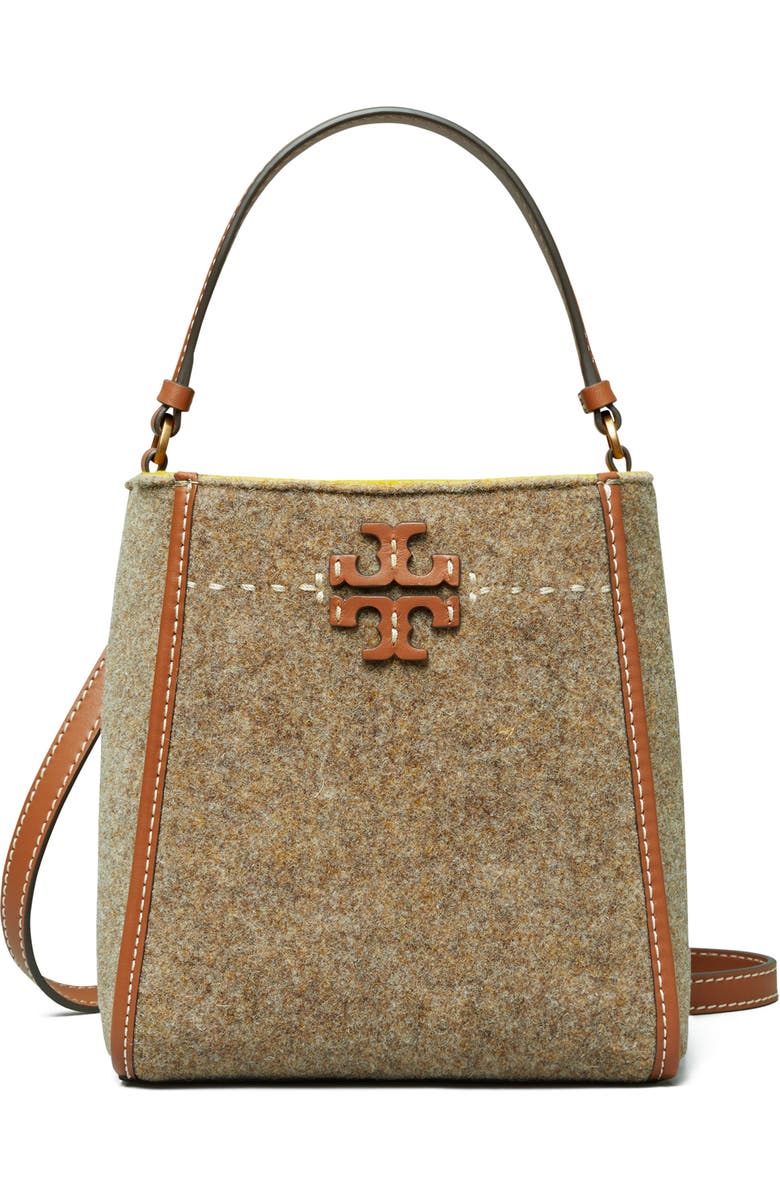 Tory Burch McGraw Small Wool Blend Felt Bucket Bag, Main, color,