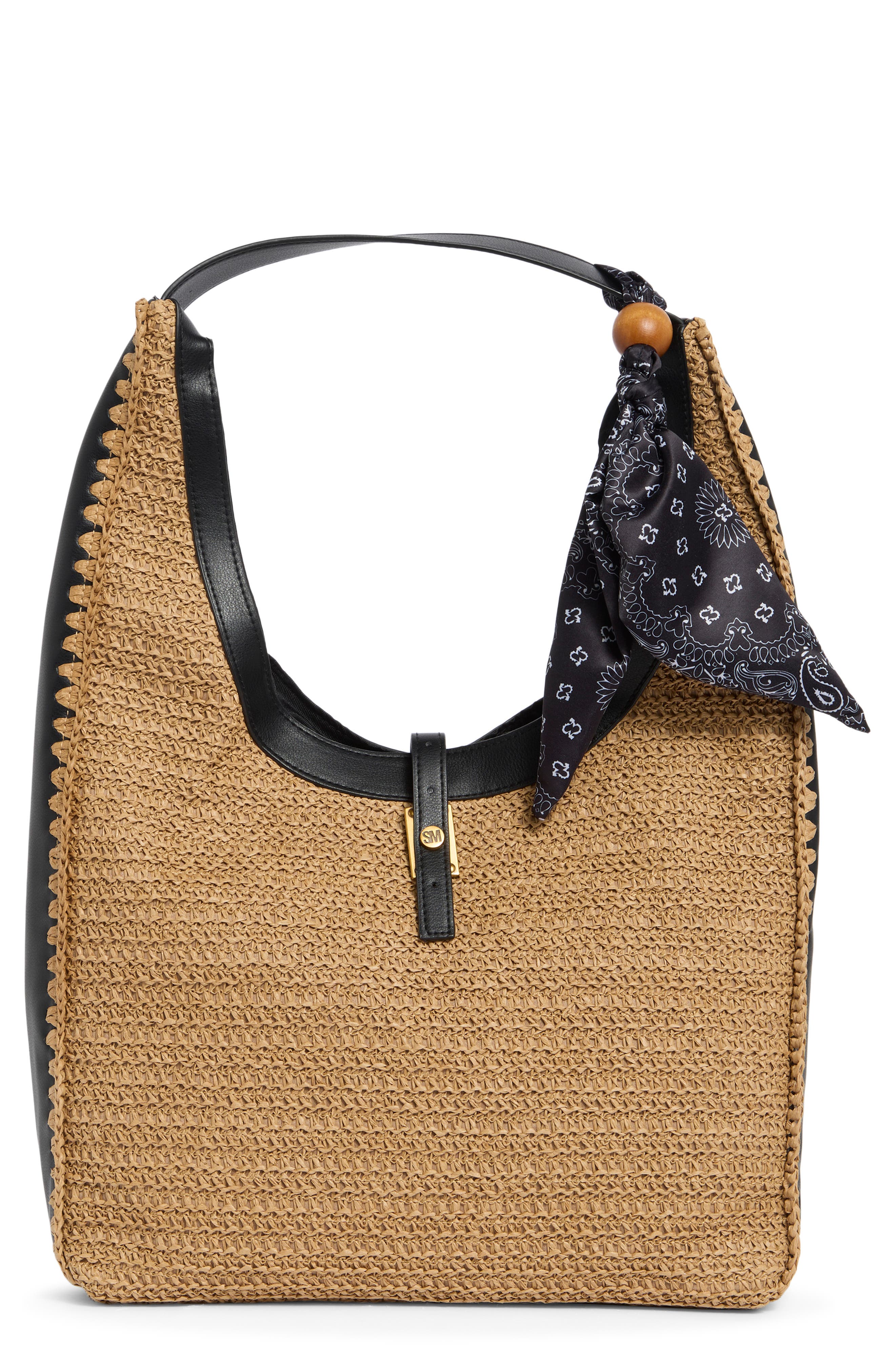  Natural Raffia / Black Pu