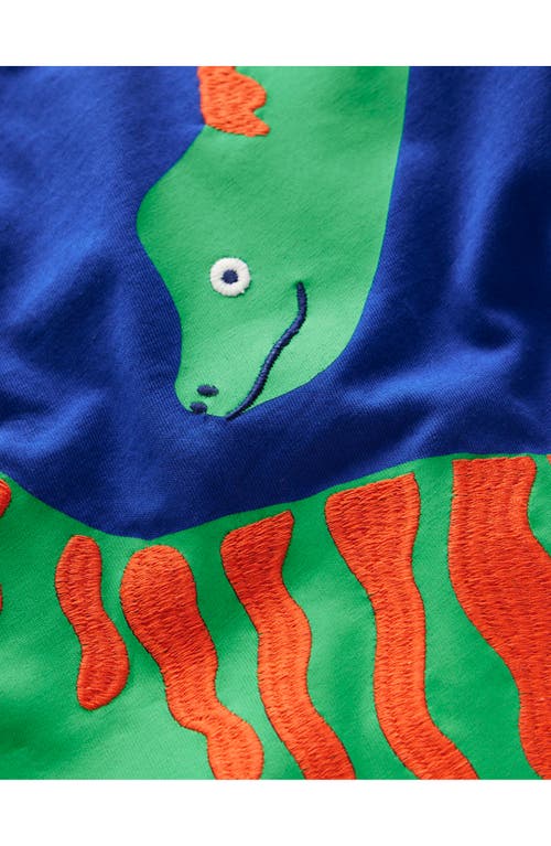 Mini Boden Fun Embroidered Cotton Graphic T-shirt In Blue