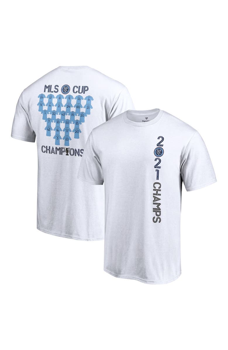 FANATICS Men's Fanatics Branded White New York City FC 2021 MLS Cup Champions One Team Roster T-Shirt, Main, color, 