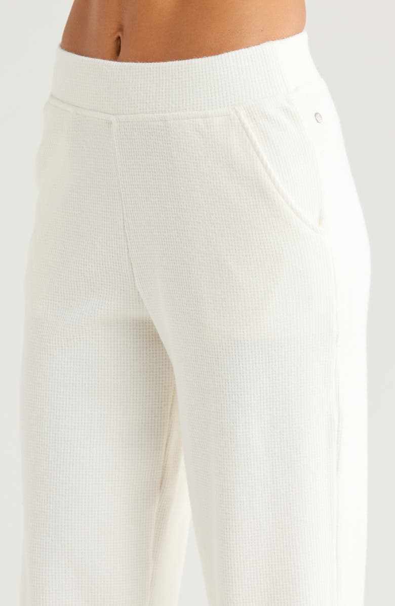 Zella Cozy Waffle Knit Pants, Alternate, color, Ivory Egret