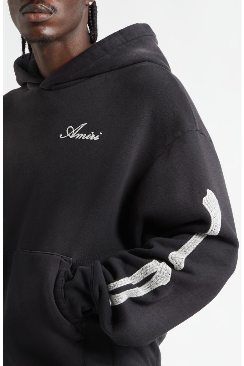 Bones Oversize Cotton French Terry Hoodie, Alternate, color, BLACK
