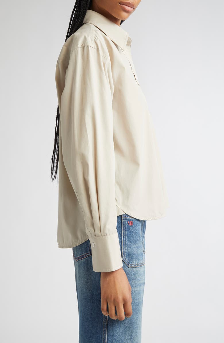 Victoria Beckham Crop Button-Up Shirt, Alternate, color, Pumice
