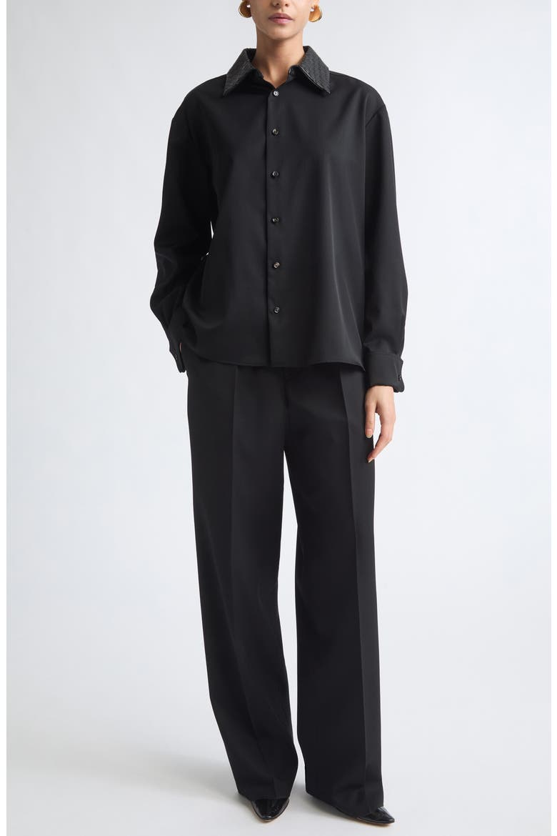 Wool Grain de Poudre Wide Leg Pants, Alternate, color, 1010 DOUBLE BLACK