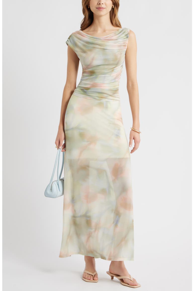 Print Mesh Maxi Skirt, Alternate, color, PINK WHISPER FLORAL