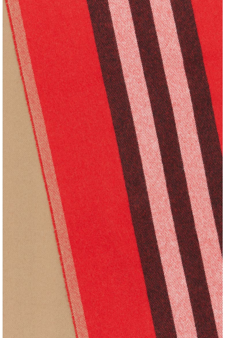 Icon Stripe Reversible Cashmere Scarf, Alternate, color, BRIGHT RED