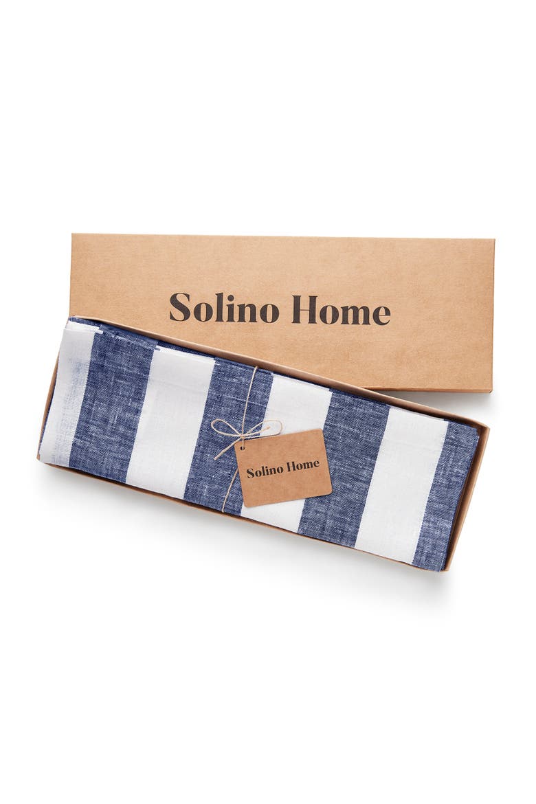 Linen Placemats Set of 4, 14 x 19" - Cabana Stripe, Alternate, color, Navy and White