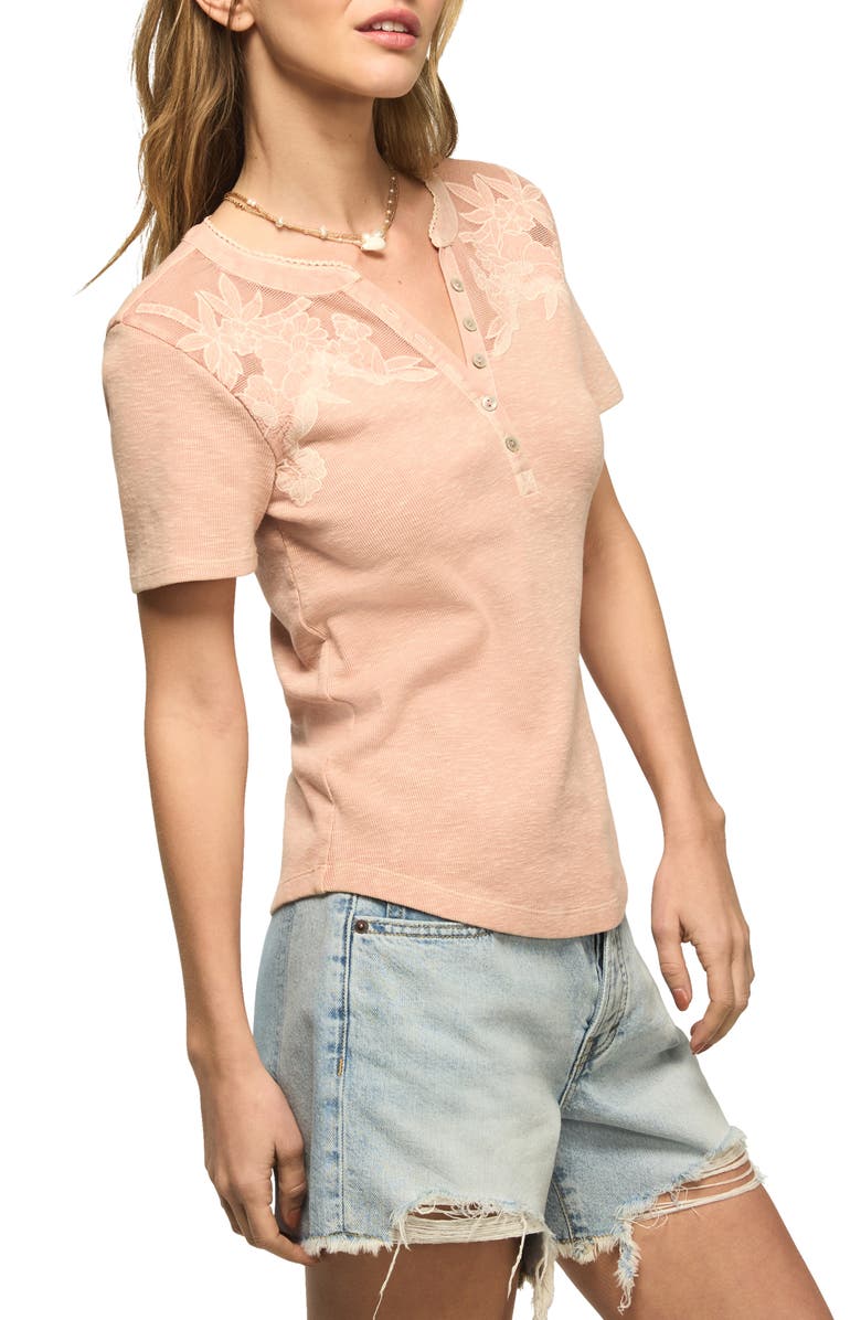 Lucky Brand Cutwork Henley Top, Alternate, color, Sepia Rose