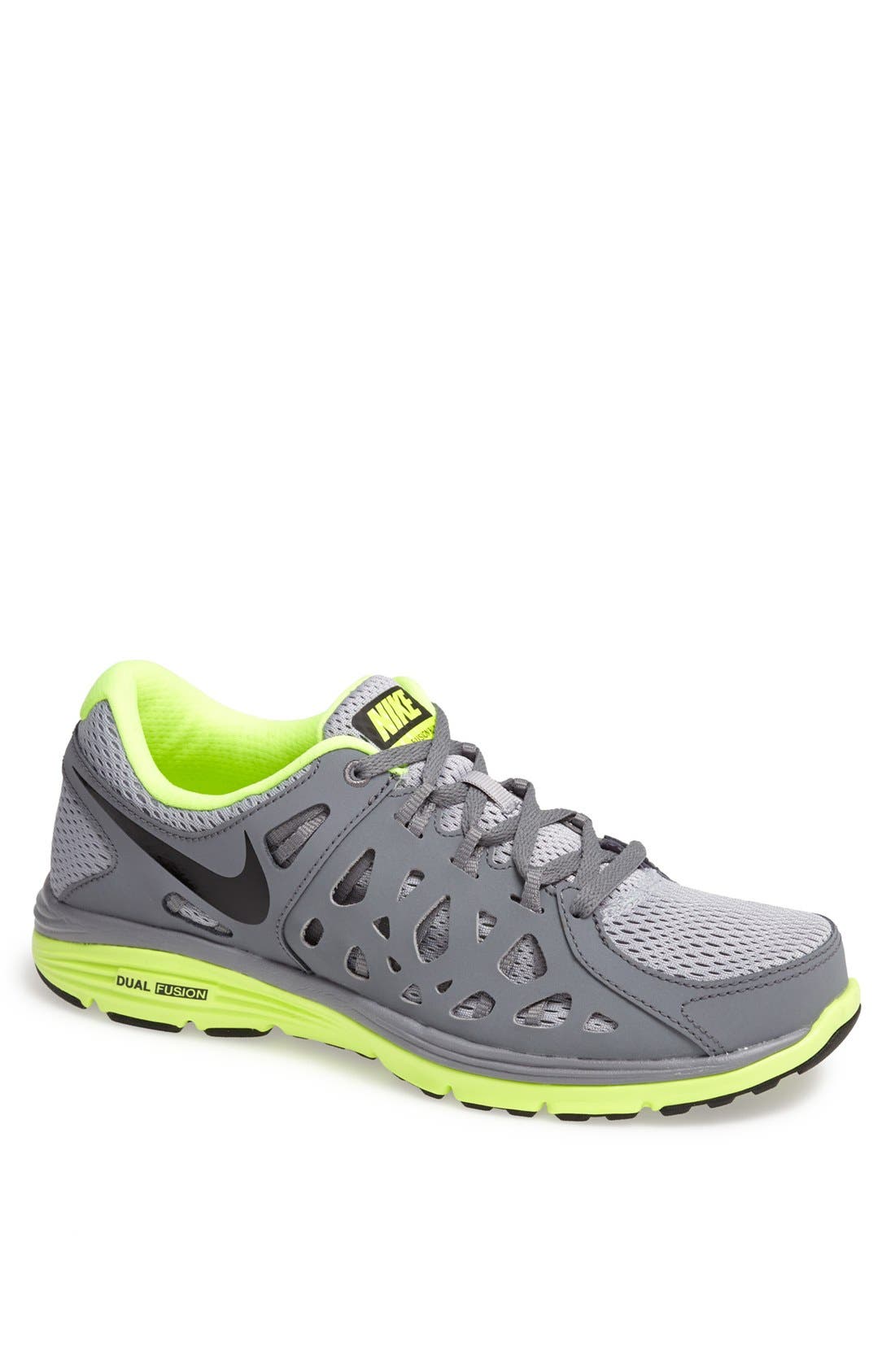 'Dual Fusion Run 2' Running Shoe, Main, color, GREY/ BLACK/ COOL GREY/ VOLT