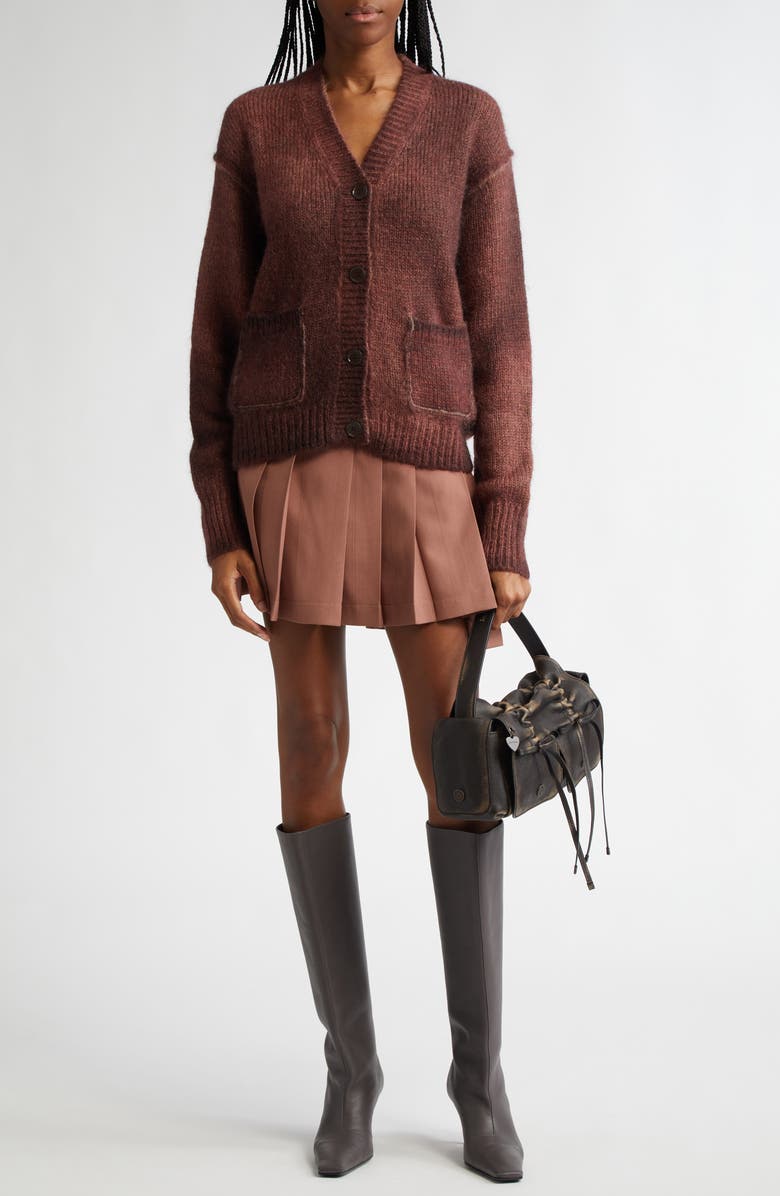 Acne Studios Ipleat Belted Pleated Miniskirt, Alternate, color, Metallic Brown