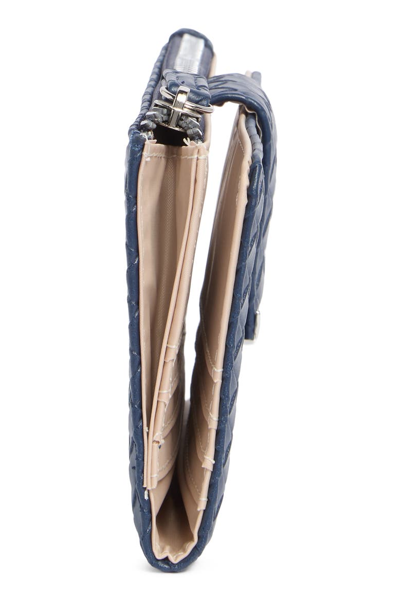 Lottie Woven Faux Leather Clutch, Alternate, color, NAVY WOVEN
