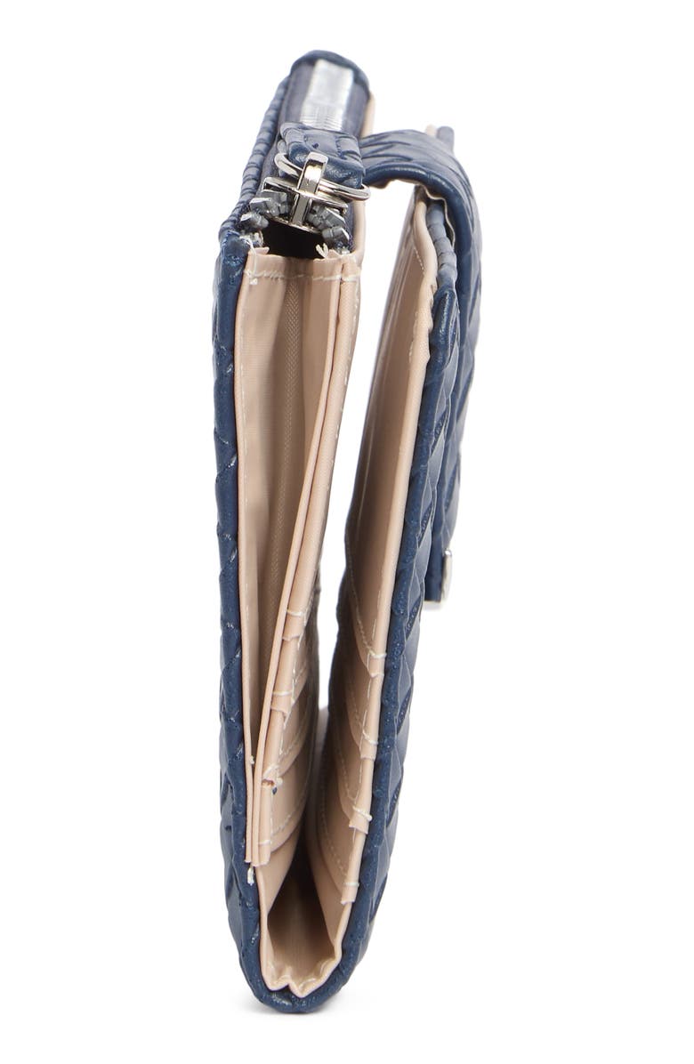 MUNDI SMALL LEATHER GOODS Lottie Woven Faux Leather Clutch, Alternate, color, Navy Woven