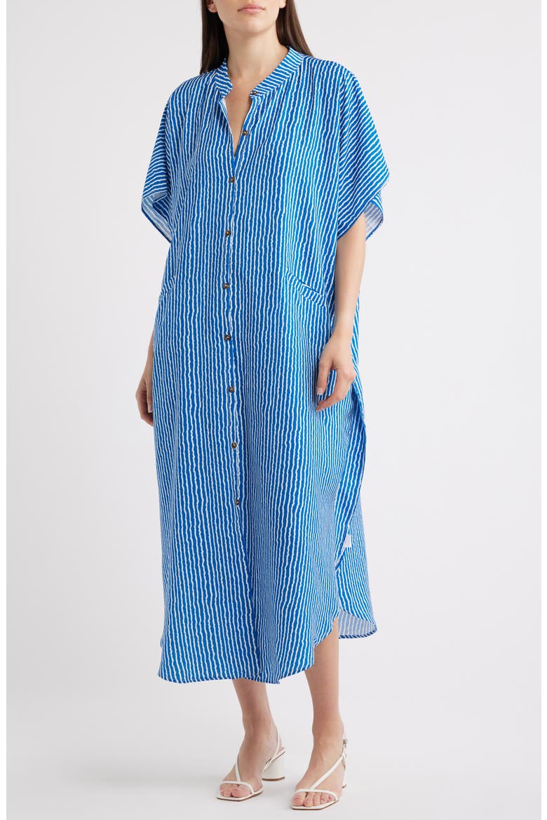 Tatjan Stripe Shirtdress, Main, color, BLUE