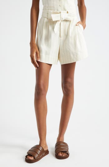 A.l.c Dempsey Pinstripe Shorts In Cream/black Stripe