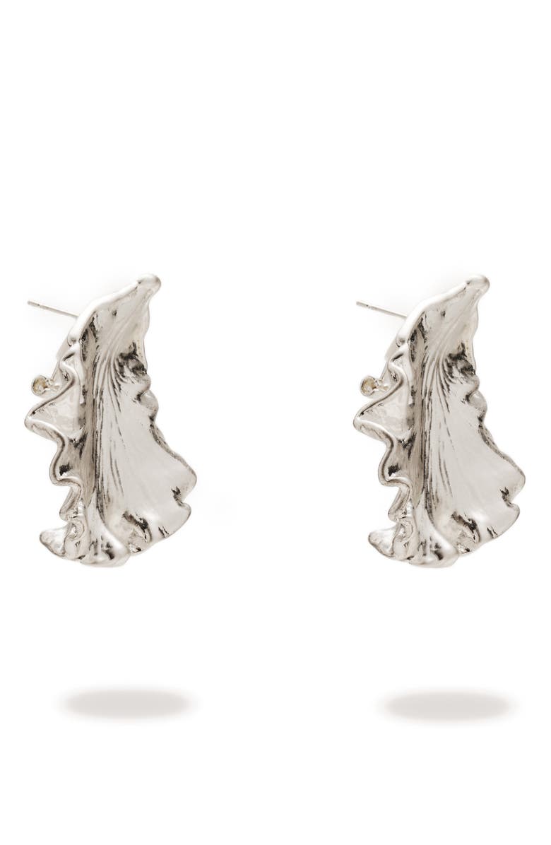 Cult Gaia Iris Leaf Clip-On Earrings, Alternate, color, Antique Silver