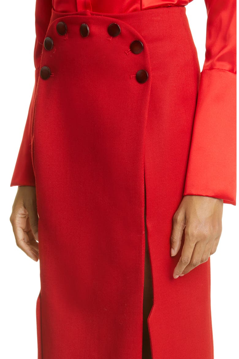 Sailor Wool Midi Skirt, Alternate, color, RED
