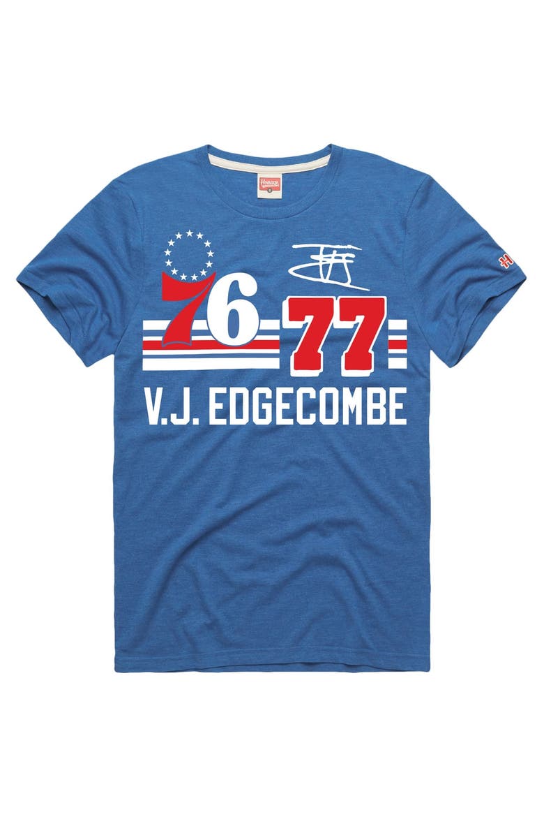 Unisex  Homage VJ Edgecombe Royal Philadelphia 76ers Jersey Remix Tri-Blend T-Shirt, Main, color, Royal