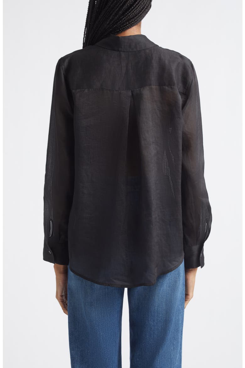 Ellery Ramie Button-Up Shirt, Alternate, color, BLACK