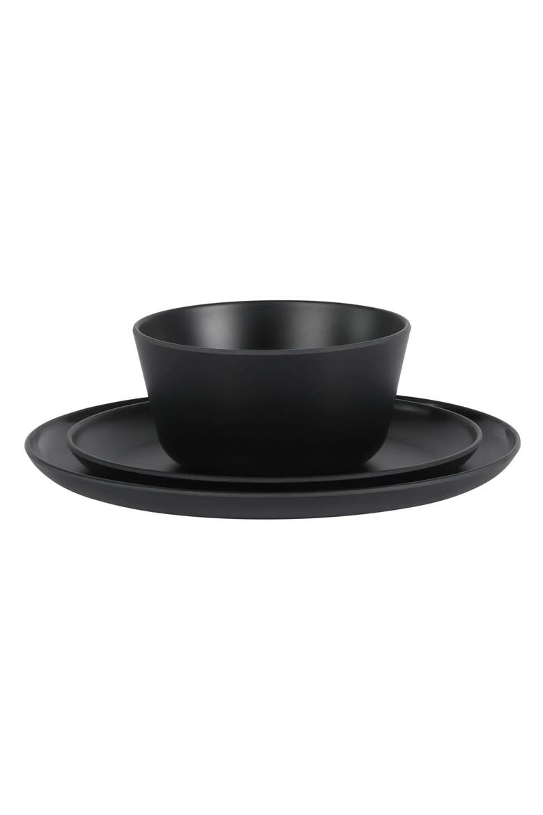 Fairhope 12 Piece Melamine Round Dinnerware Set, Alternate, color, Black
