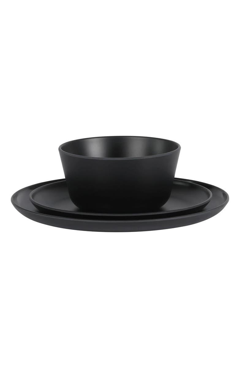 Gibson Home Fairhope 12 Piece Melamine Round Dinnerware Set, Alternate, color, Black