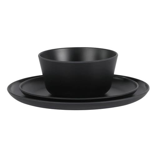 Gibson Home Fairhope 12 Piece Melamine Round Dinnerware Set In Black
