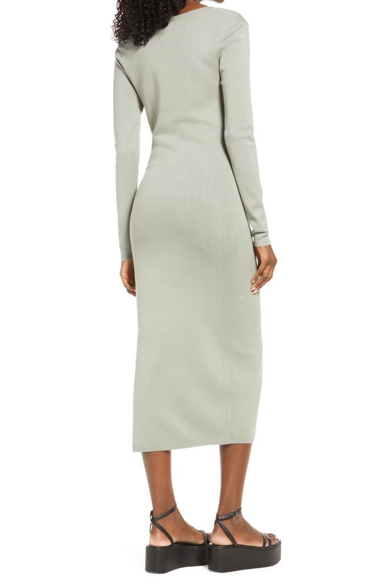 High Slit Midi Sweater Dress, Alternate, color, GREEN HALO