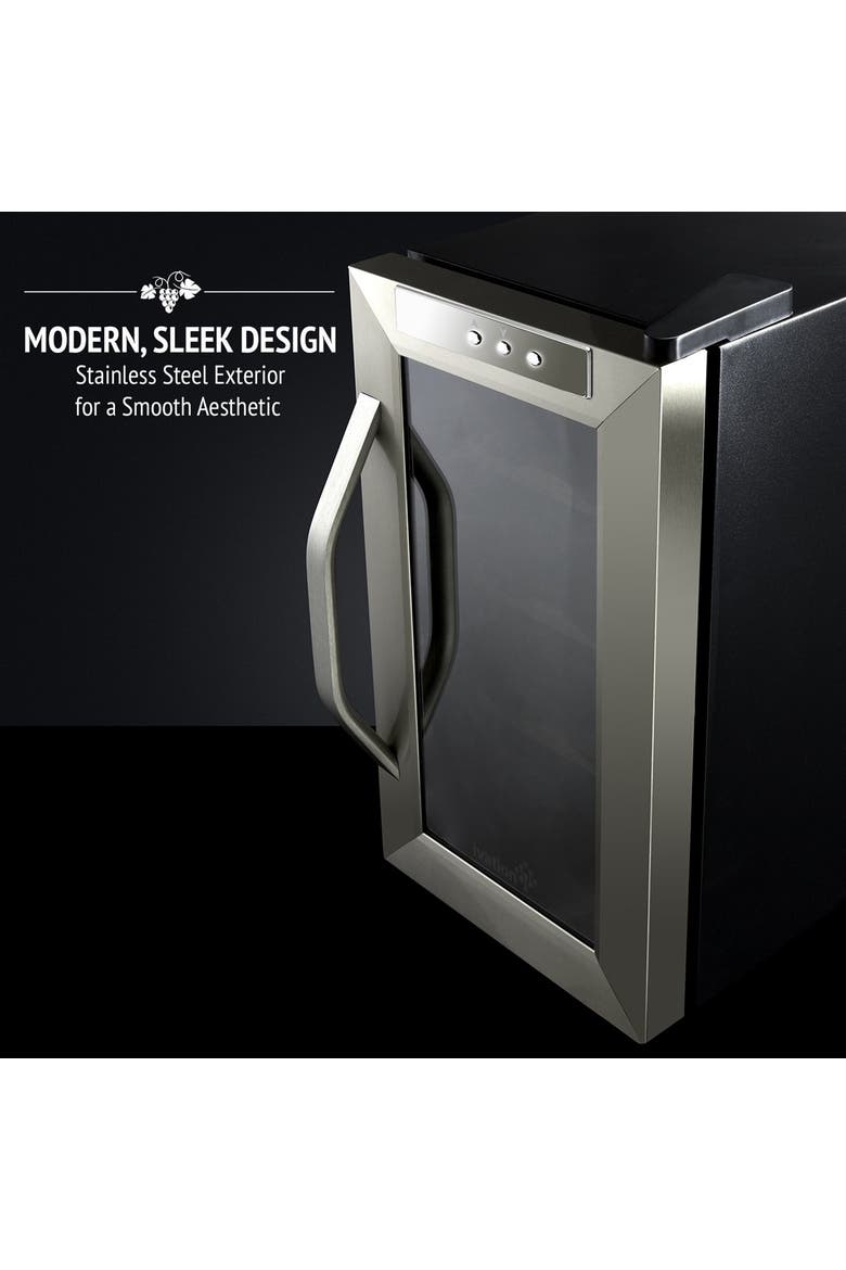8 Bottle Thermoelectric Wine Cooler, Quiet Freestanding Wine Fridge, Alternate, color, Silver