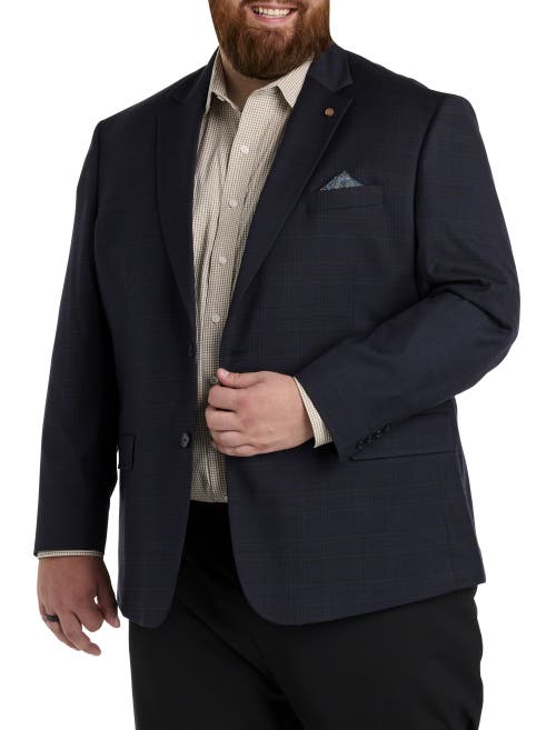 Oak Hill By Dxl Big & Tall Plaid Sport Coat In Navy