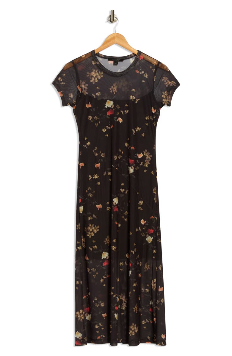 AllSaints Hanna Mesh Dress, Alternate, color, Kora Black