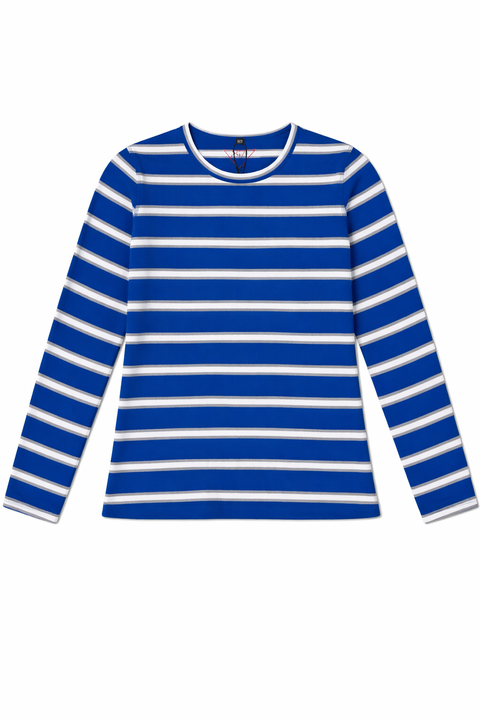 Striped Flatlock Stitch Long Sleeve Tee