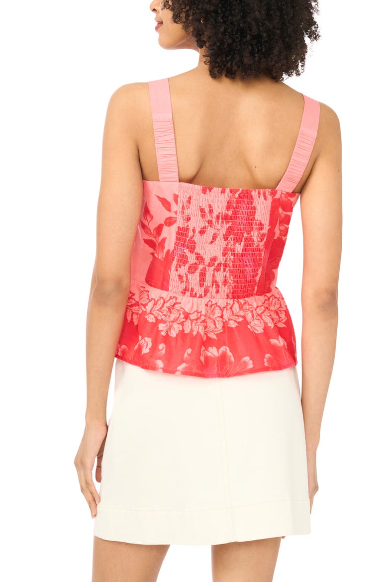 Floral Cotton Peplum Top, Alternate, color, LOBSTER RED