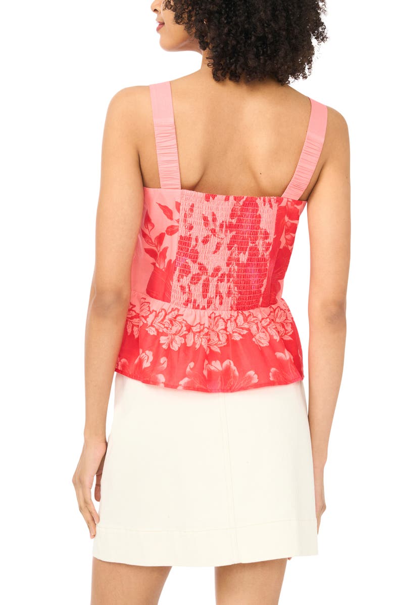 Vince Camuto Floral Cotton Peplum Top, Alternate, color, Lobster Red