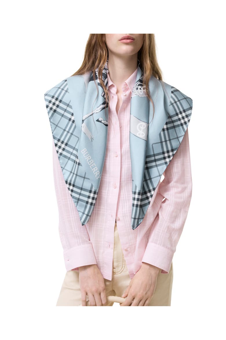 Archive Knight Silk Scarf, Alternate, color, Bank blue