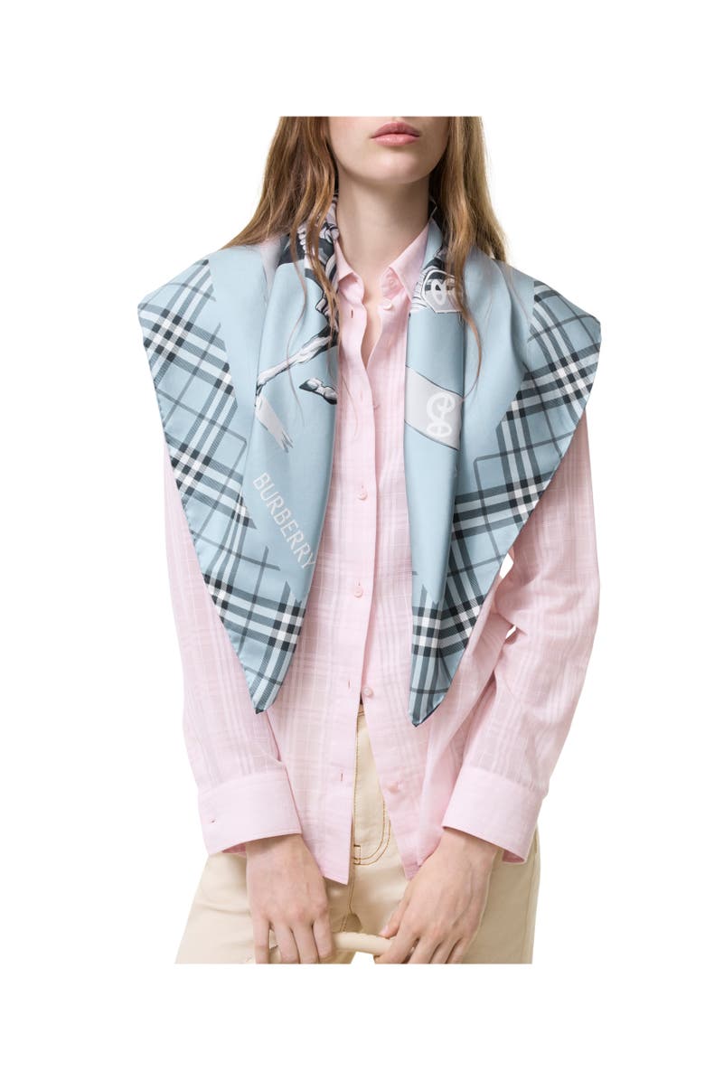 Burberry Archive Knight Silk Scarf, Alternate, color, Bank Blue