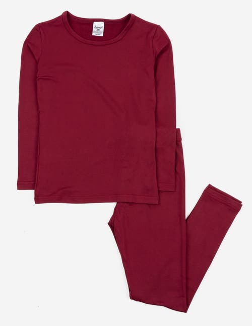 Leveret Kids Solid Thermal Pajamas In Burgundy