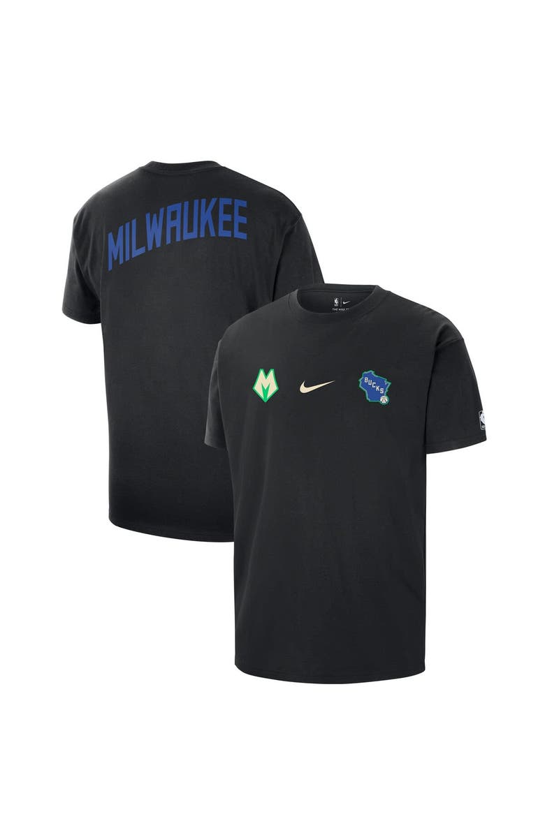 Nike Men's Nike Black Milwaukee Bucks 2023/24 City Edition Courtside Max90 T-Shirt, Main, color, 