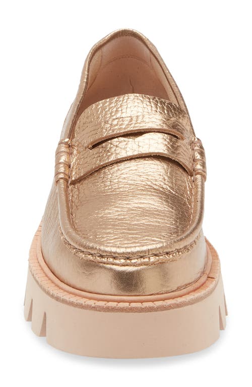Pedro Garcia Sebas Lug Metallic Penny Loafer In Cava Cervo Lame
