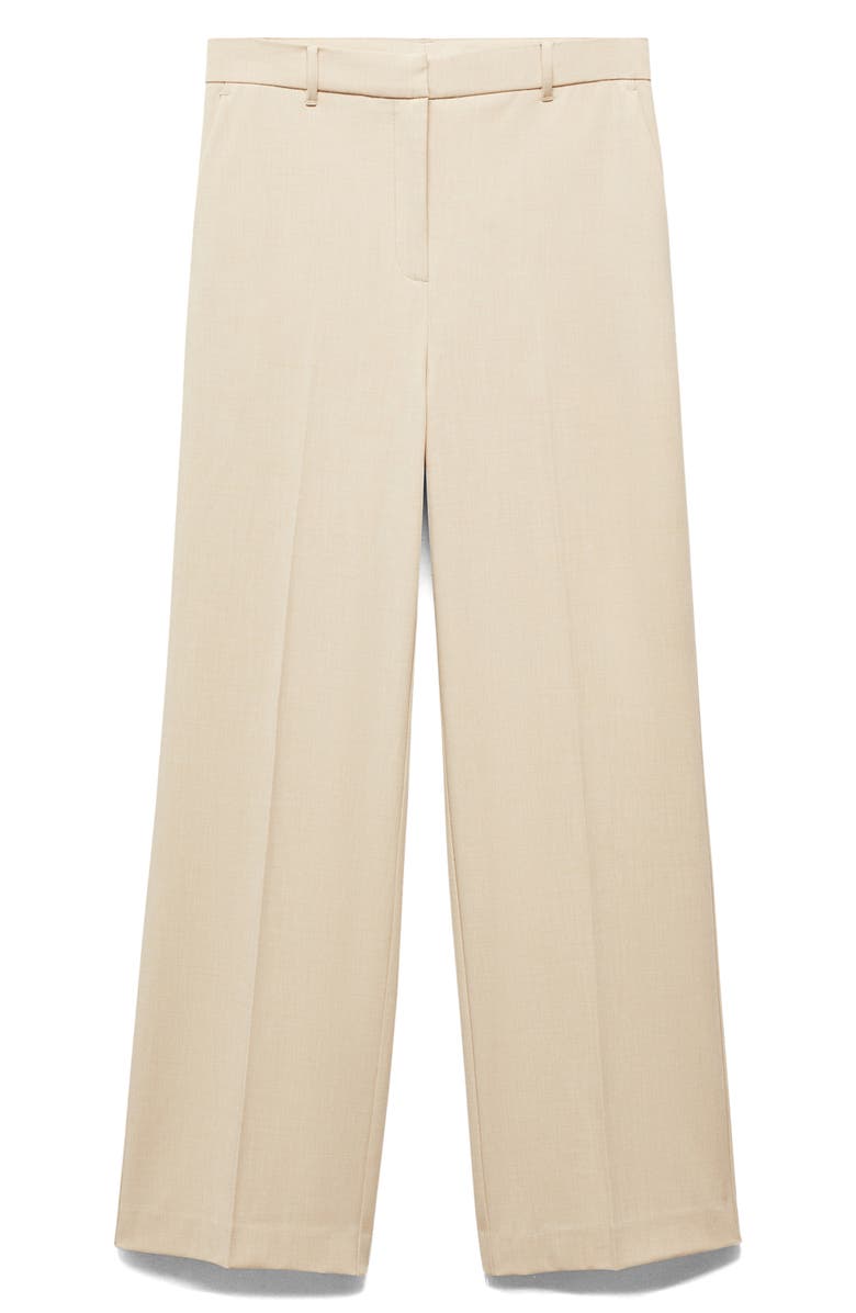 MANGO Wide Leg Flat Front Pants, Alternate, color, Beige