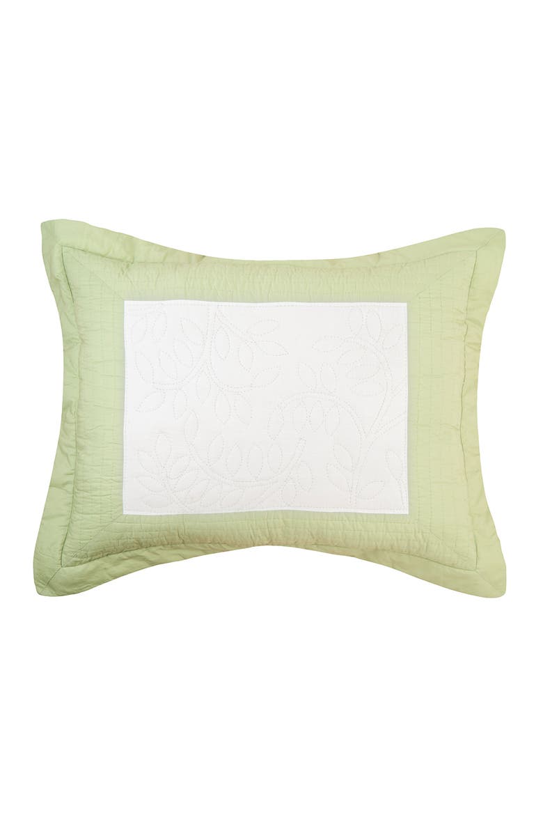 20" x 26" Sage Garden Quilted Cotton Standard Sham - Machine Washable, Main, color, Green