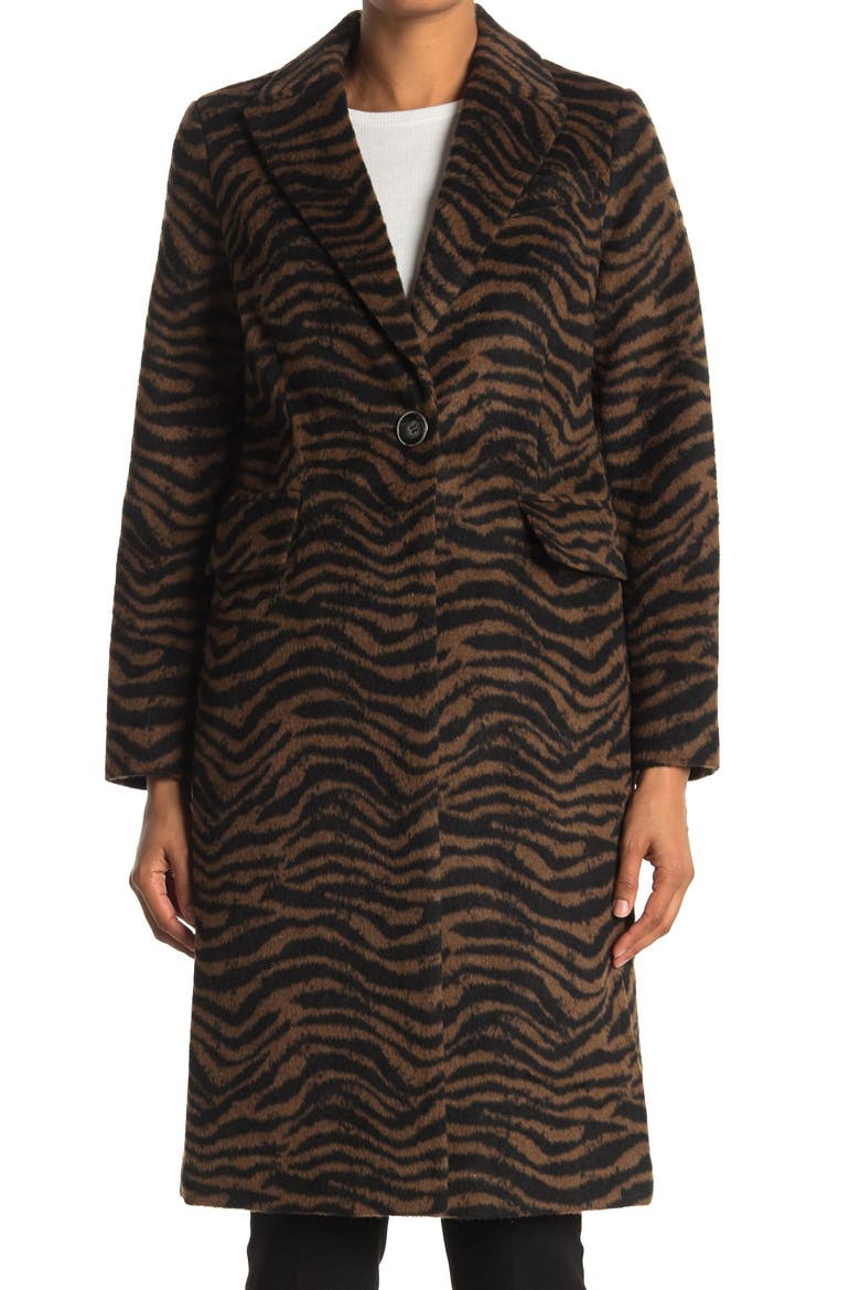 Raven Zebra Print Felted Coat, Alternate, color, DARK BROWN ZEBRA