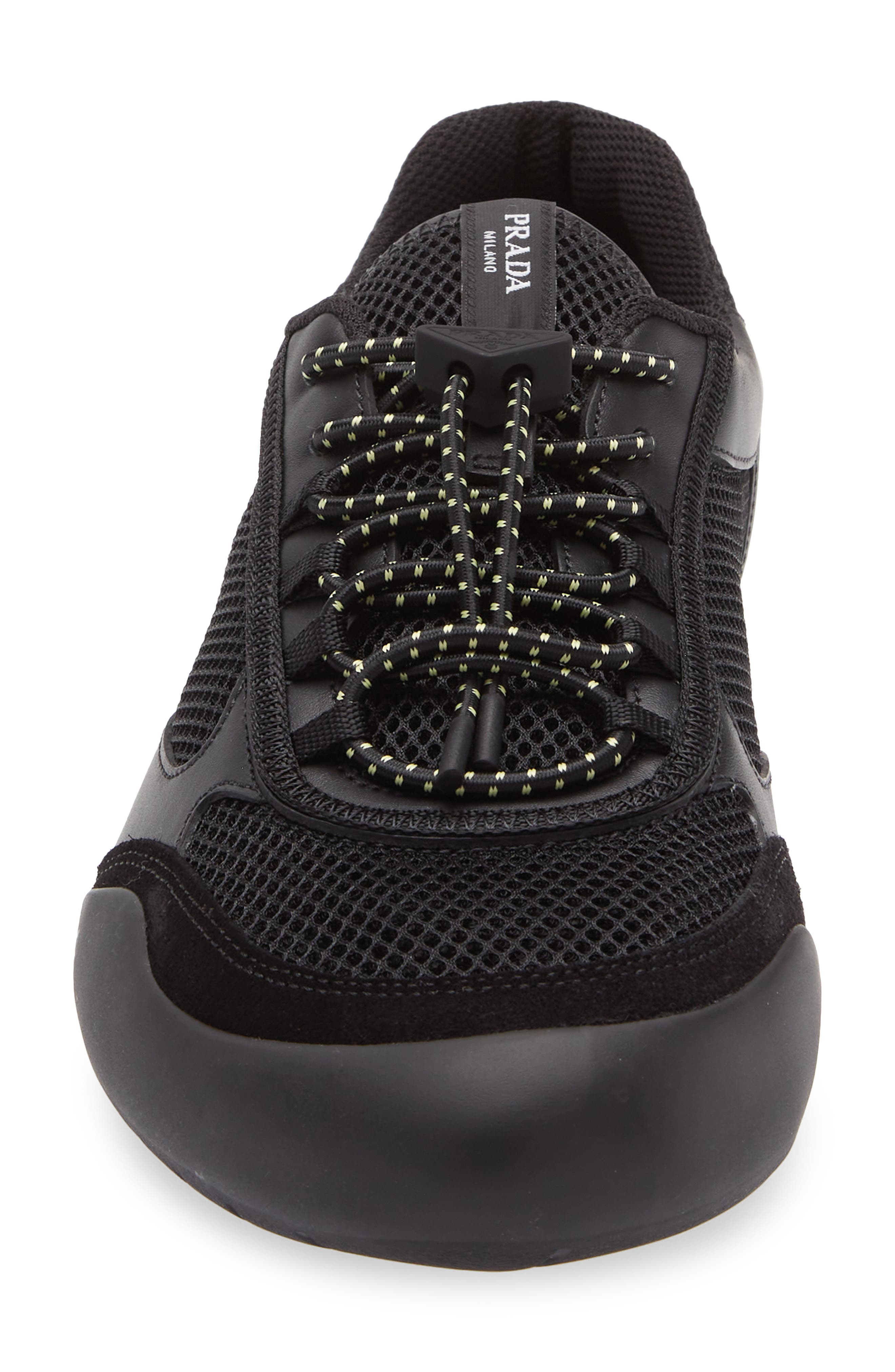 Prada Speedrock Mixed Media Sneaker, Alternate, color, Nero