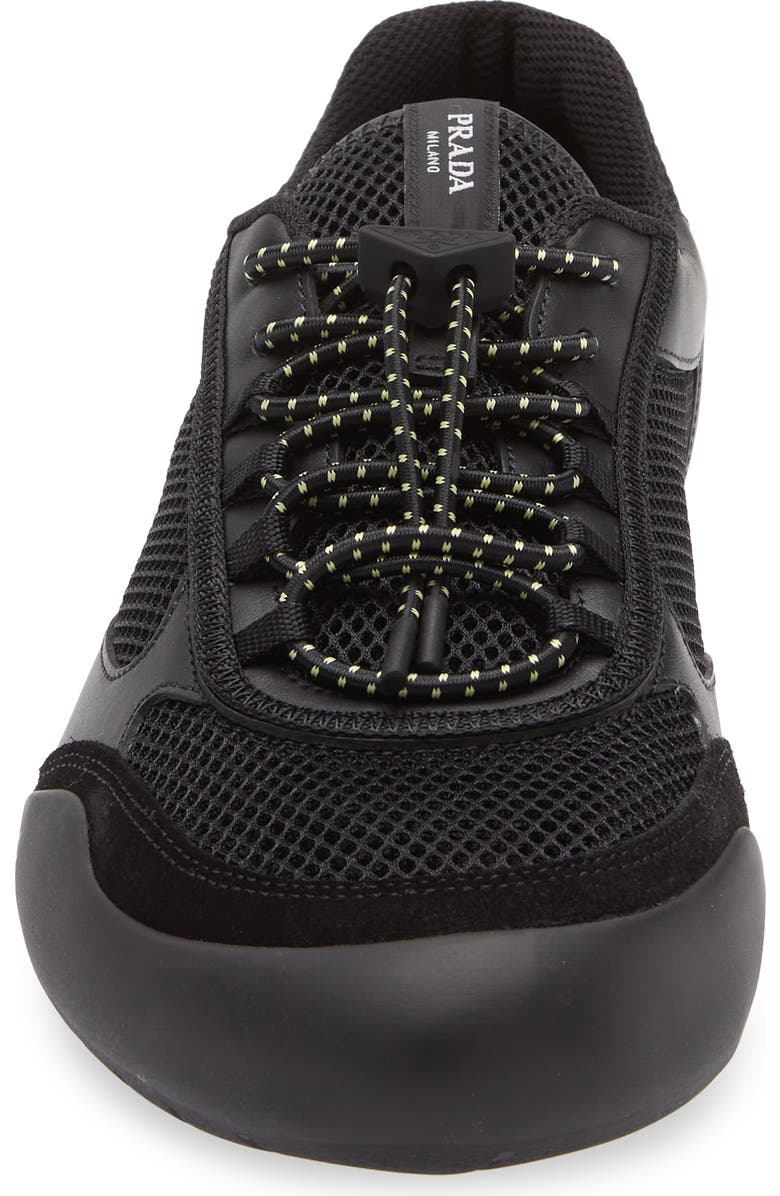 Prada Speedrock Mixed Media Sneaker, Alternate, color, Nero