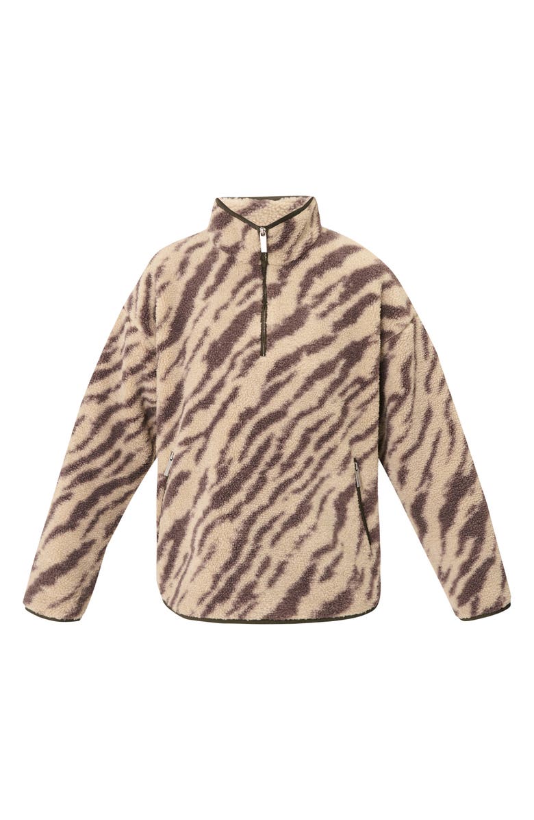 Sweaty Betty New Plush Fleece Half Zip Jacket, Alternate, color, Beige Linear Texture Print