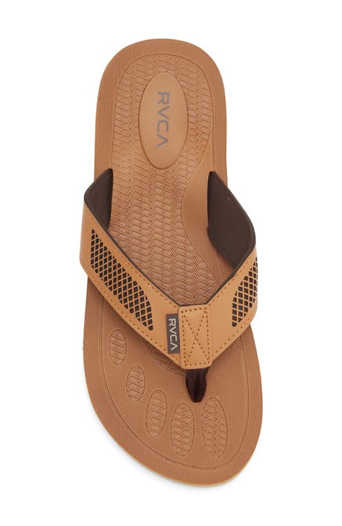 Rvca Perforated Flip Flop Sandal In Brown