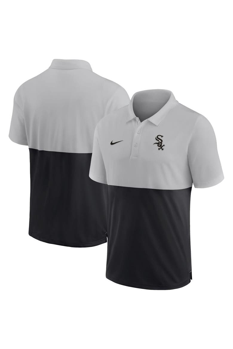 Men's Nike Silver/Black Chicago White Sox Team Baseline Striped Performance Polo, Main, color, Silver