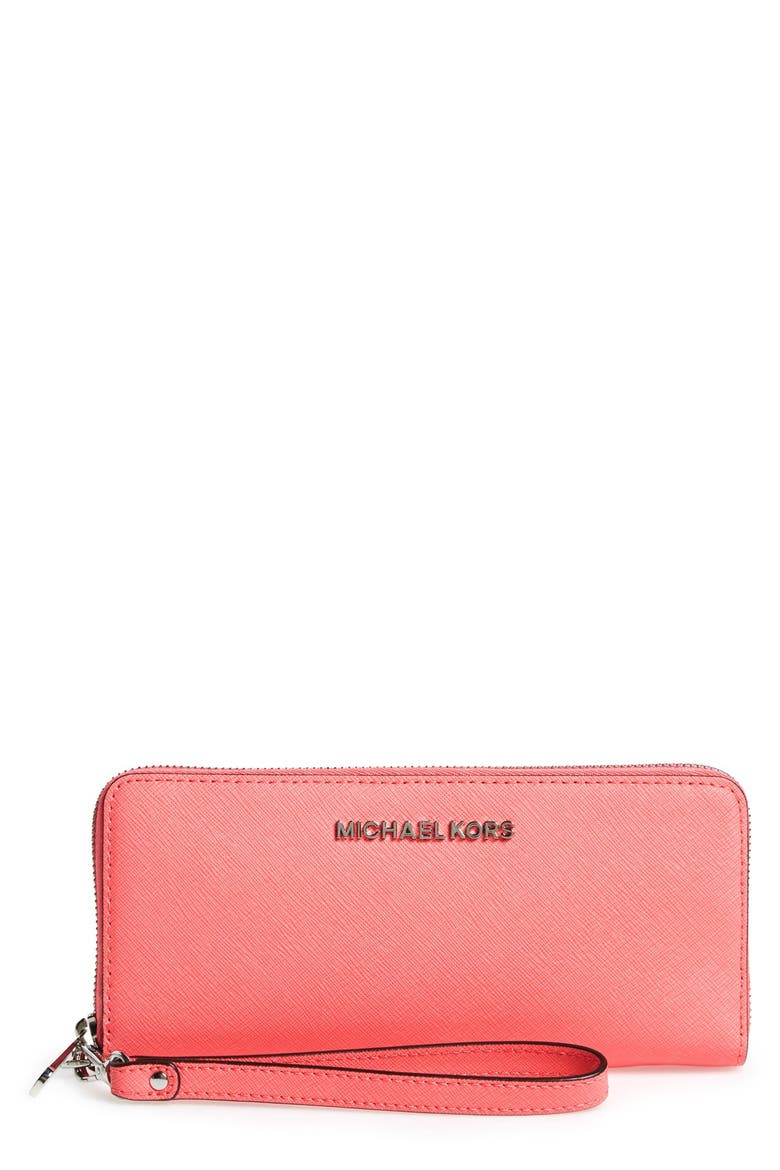 'Jet Set' Travel Wallet, Main, color, CORAL