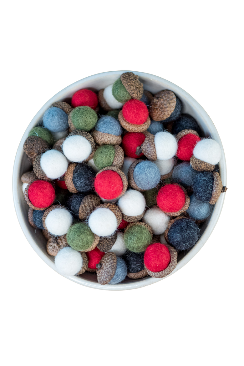 Felt Christmas Acorns- Set of 15, Main, color, Multicolour