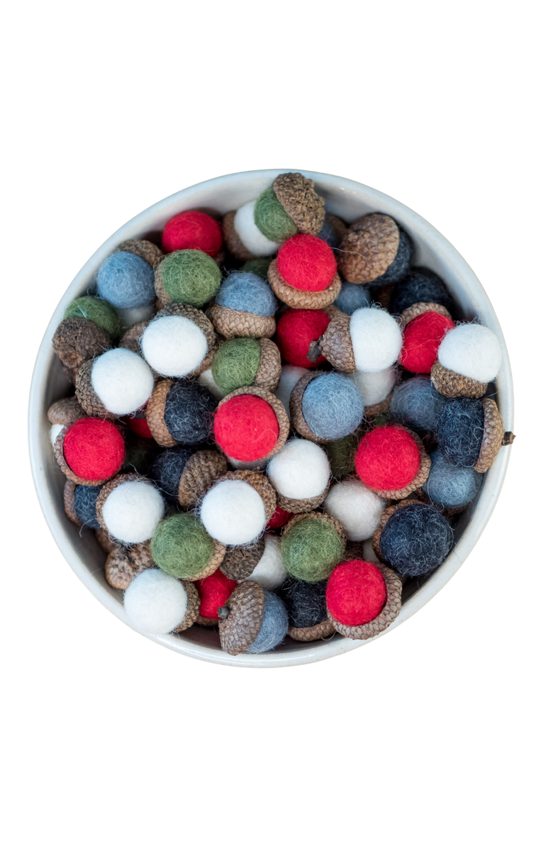 Root to Vine Felt Christmas Acorns- Set of 15, Main, color, Multicolour
