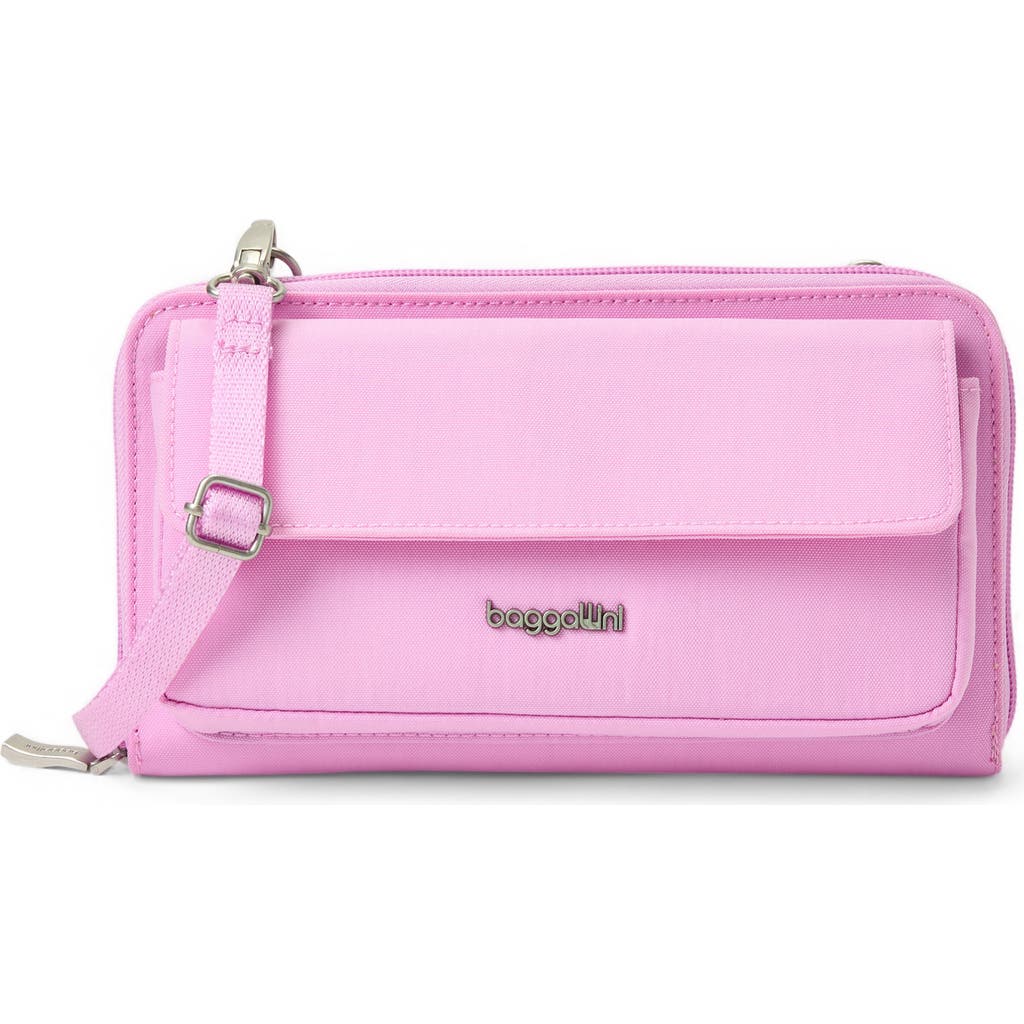 Baggallini Rfid Phone Wallet Crossbody Bag In Hibiscus Pink